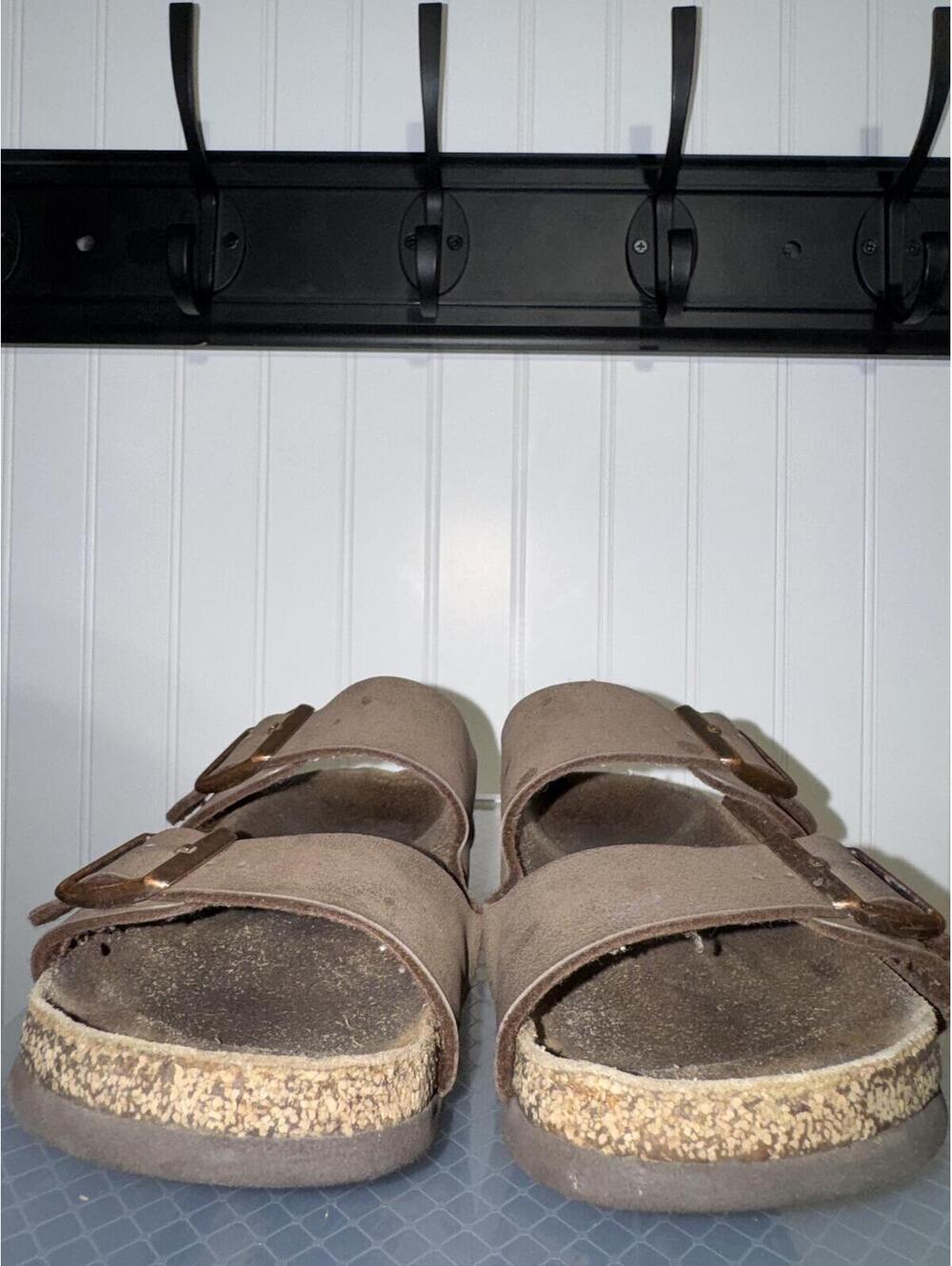 Birkenstock Brown Suede Adjustable Buckle Sandals - Picture 1 of 6